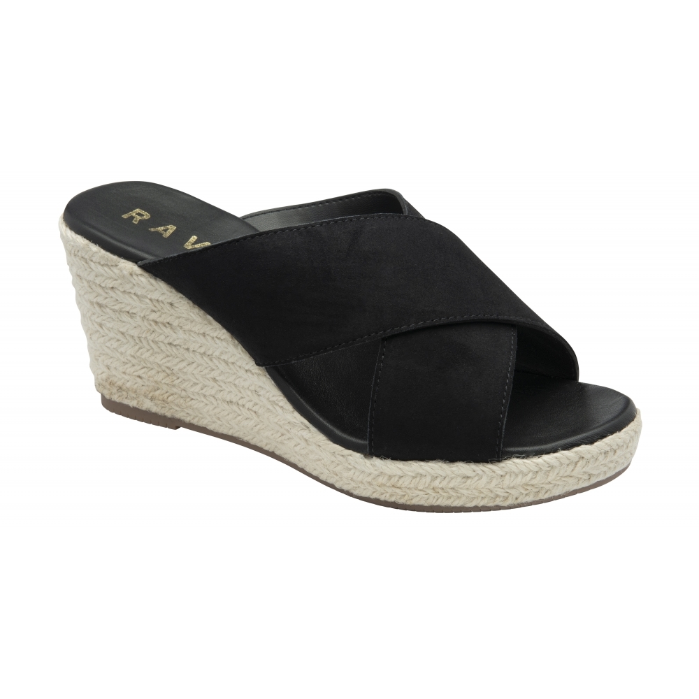 Black Suede Morley Wedge Mules Sandals